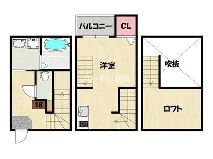 ブレンハイム福工大前(1K/1階)の間取り写真