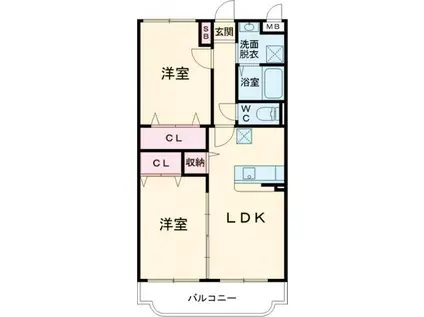 ヌーベルシェトワ V(2LDK/3階)の間取り写真