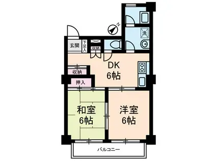 ベルカディーマンション(2DK/3階)の間取り写真