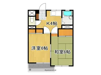 ブライトンハイツ曽山(2K/1階)の間取り写真