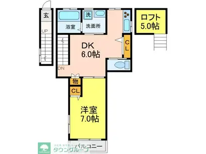 ガーデンハウスSKII(1DK/2階)の間取り写真