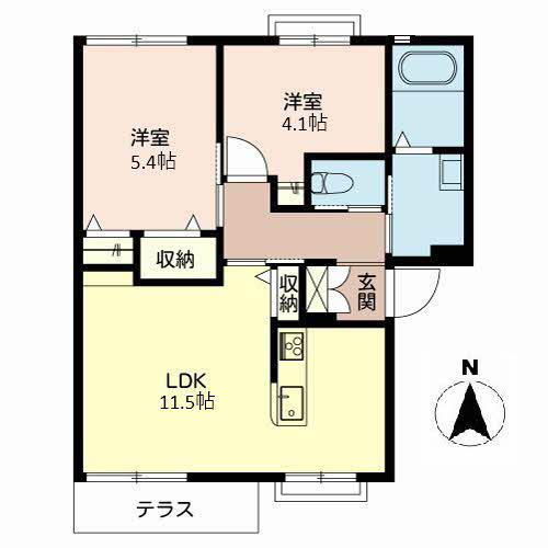 アネックス御立(2LDK/1階)の間取り写真