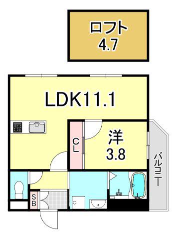 MICA ELENO苦楽園(1LDK/1階)の間取り写真