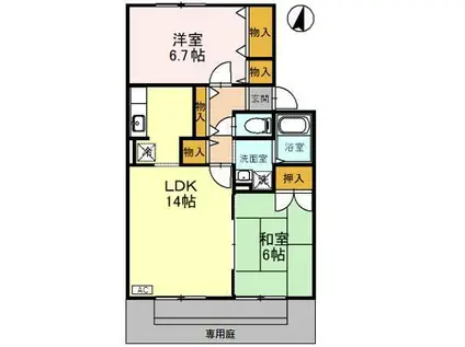 サンフラワーB(2LDK/1階)の間取り写真
