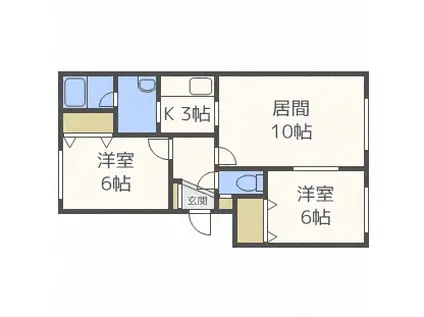 コータス月寒東(2LDK/3階)の間取り写真
