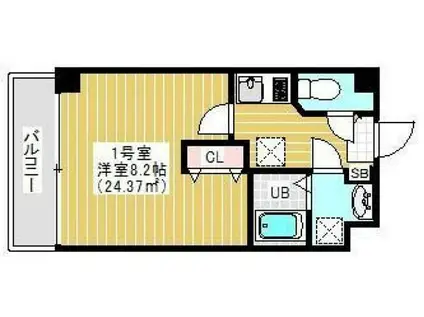 ヒルズ東日暮里(1K/2階)の間取り写真