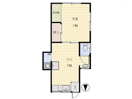 岡田荘(1DK/1階)の間取り写真