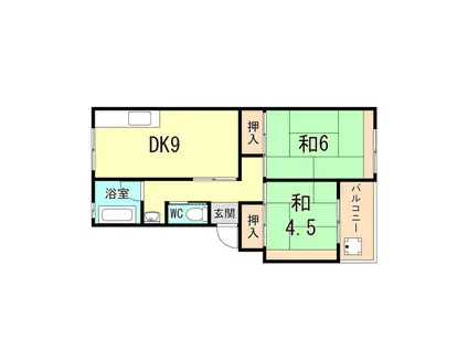 上高丸C棟(2DK/3階)の間取り写真