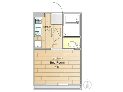 奥沢コーポラス(1K/1階)の間取り写真