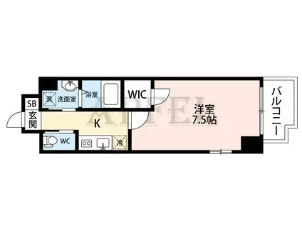 ビガーポリス405同心III(1K/3階)の間取り写真