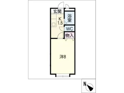 プランドールB(1K/2階)の間取り写真