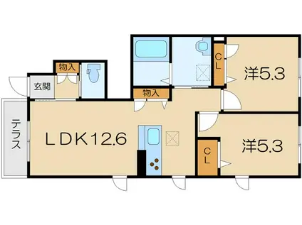 シャーメゾン ブルー(2LDK/1階)の間取り写真