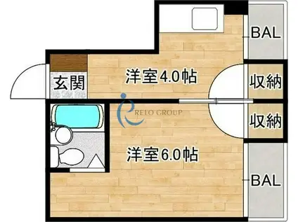 ラークハウス(1DK/2階)の間取り写真