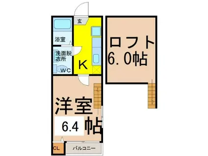 GREENCOURT(1SK/2階)の間取り写真