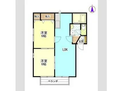 グリーンハイツしもはら(2LDK/1階)の間取り写真