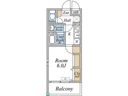 リブリ・和光市白子(1K/2階)の間取り写真