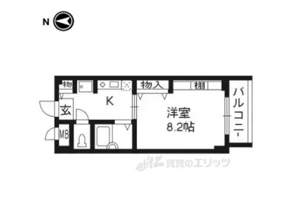 ヴィラ聖護院(1K/5階)の間取り写真