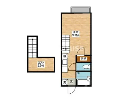 スカイハイツ(ワンルーム/1階)の間取り写真