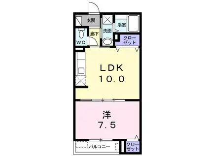 デスパシオ(1LDK/2階)の間取り写真