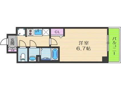 プレサンスOSAKA DOMECITYビーツ(1K/5階)の間取り写真