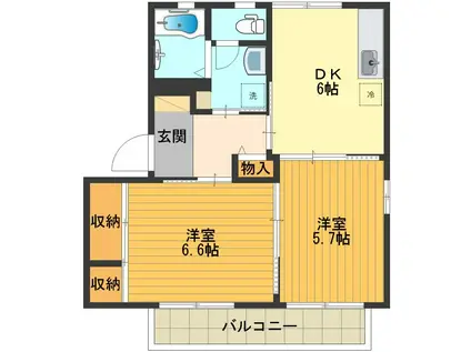 アークTU(2DK/2階)の間取り写真