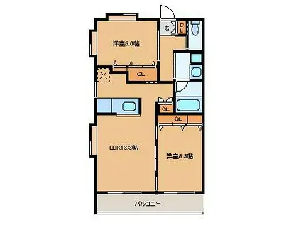 エクセレント室田(2LDK/1階)の間取り写真