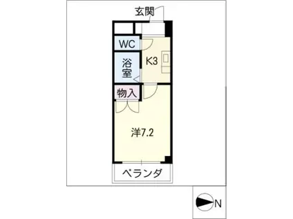 プランドール桜山(1K/3階)の間取り写真