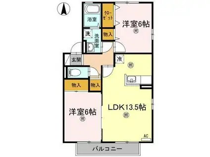 セジュール伏石A・B棟(2LDK/2階)の間取り写真