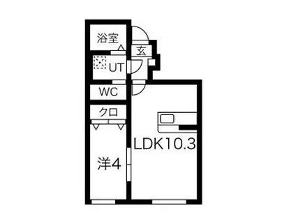 フルールポミエ B(1LDK/1階)の間取り写真