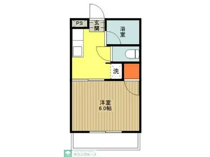 サマックス(1K/2階)の間取り写真