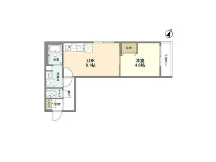 ウェルスクエア渋谷本町(1LDK/2階)の間取り写真