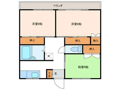 倉前クリーンビルIII(3DK/2階)の間取り写真