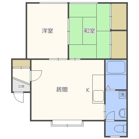 ミドリハイツ(2LDK/1階)の間取り写真