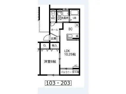フォーレ柏風(1LDK/1階)の間取り写真