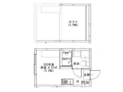 テラス金町(ワンルーム/2階)の間取り写真