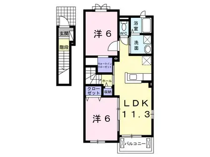 スカイウイングE(2LDK/2階)の間取り写真