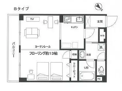 FLAT.U(1K/6階)の間取り写真