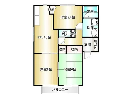 ユニゾン小竹(3DK/1階)の間取り写真