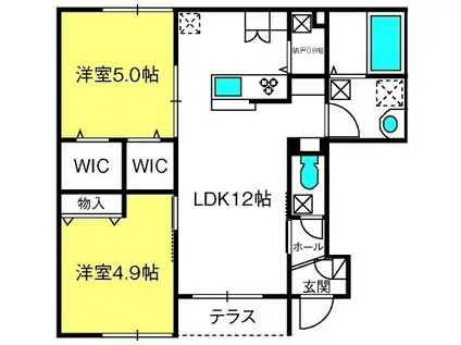 ジョウエイ外原A棟(2LDK/1階)の間取り写真