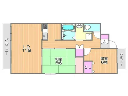 トレ ビーチナA(2LDK/1階)の間取り写真