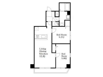 ディアレイシャス中野新橋(2LDK/6階)の間取り写真