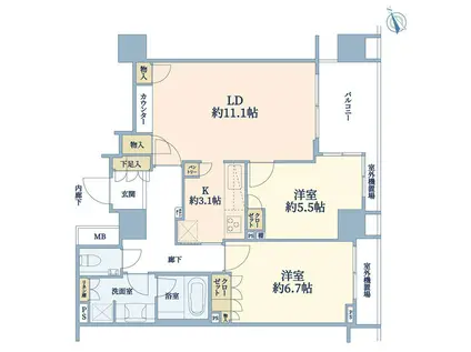 イトーピア武蔵野ブランマーク(2LDK/7階)の間取り写真