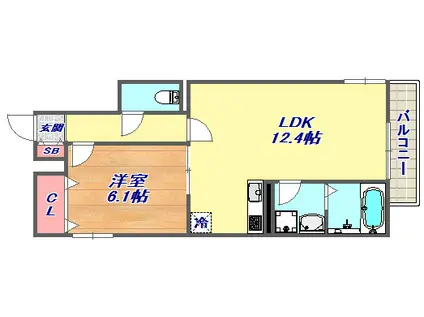 DEAR COURT(1LDK/1階)の間取り写真