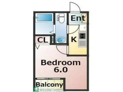 エバーズ鶴ヶ島(1K/1階)の間取り写真
