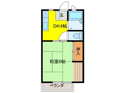 パナハイツ木呂(1DK/2階)の間取り写真