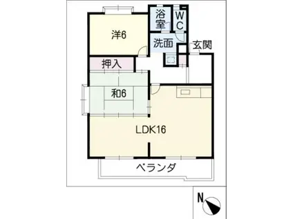 ヴィラ葉山(2LDK/2階)の間取り写真