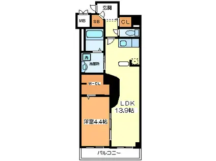 COCO MARINI(1LDK/1階)の間取り写真