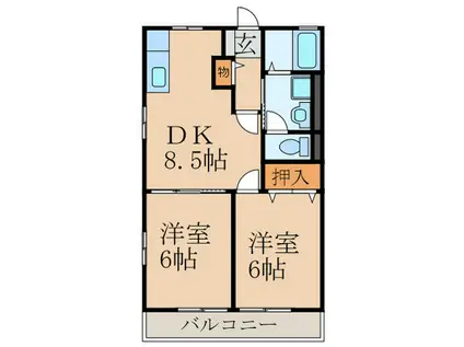 メゾンプレミア(2DK/2階)の間取り写真