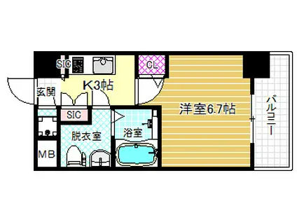 レジュールアッシュ梅田NEX(1K/10階)の間取り写真