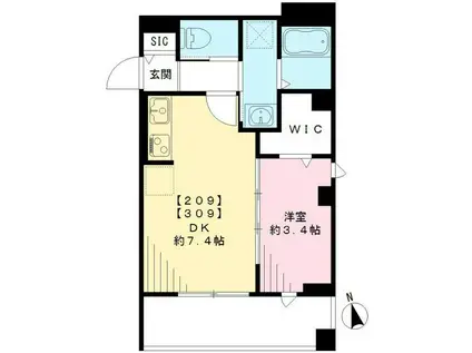 スマート・グラン 荻窪(1DK/3階)の間取り写真